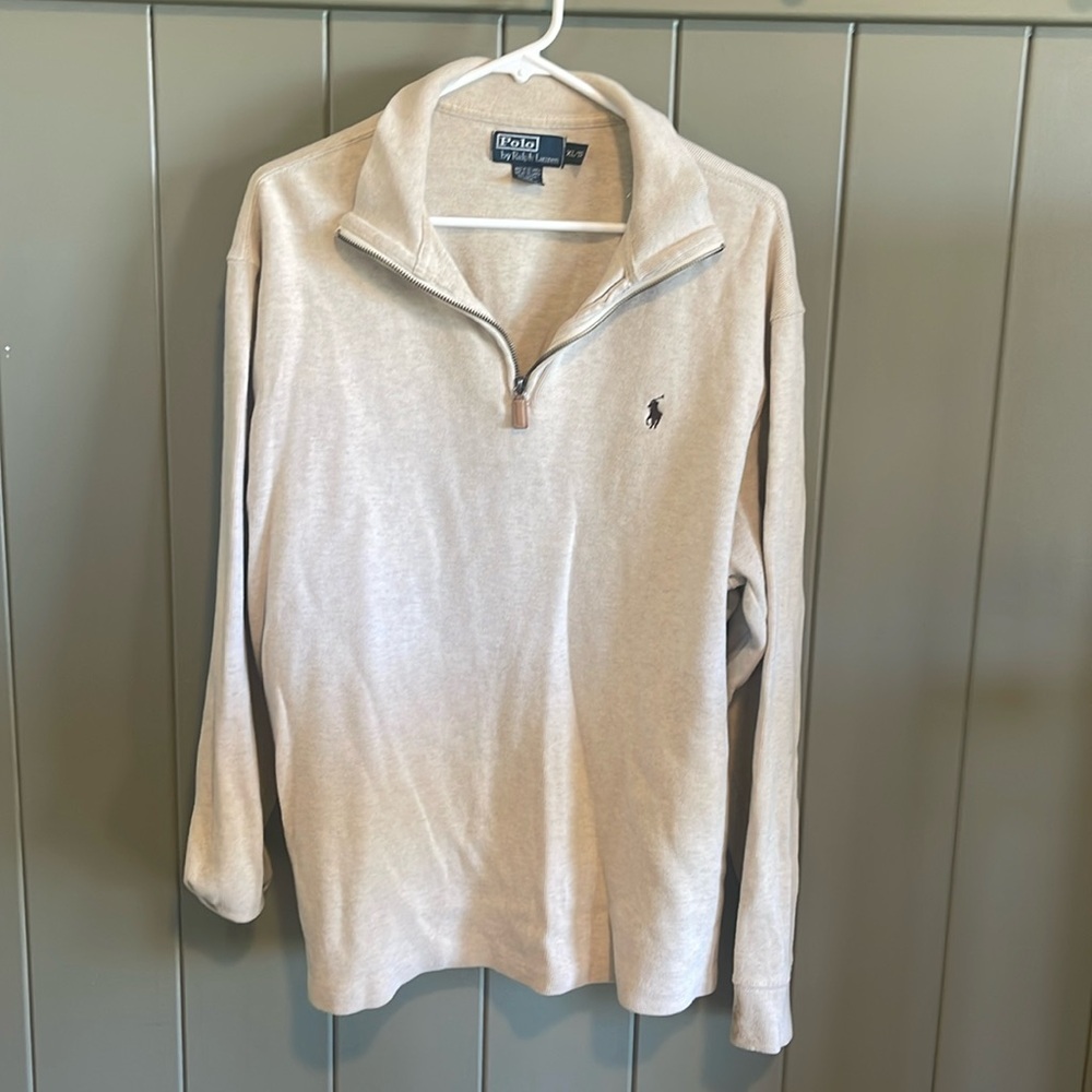 POLO by RALPH LAUREN Men's Classic Estate-Rib Quarter-Zip Pullover Sweater cream
